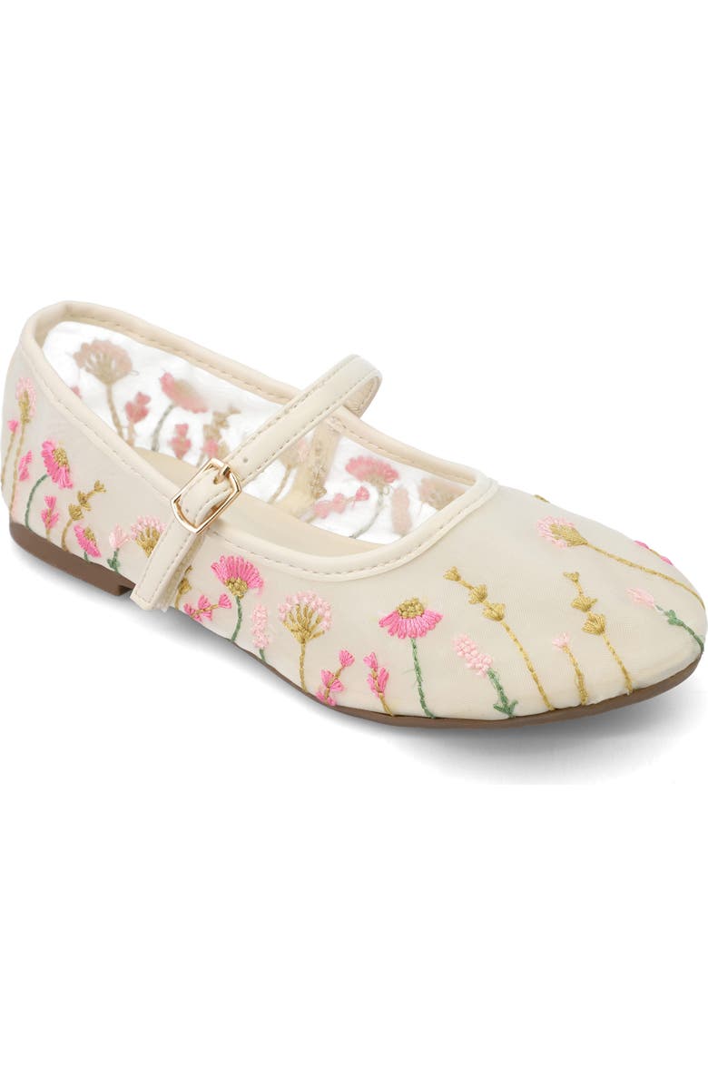 MIA Kids' Kescia Embroidered Mary Jane Flat, Main, color, Bone Floral