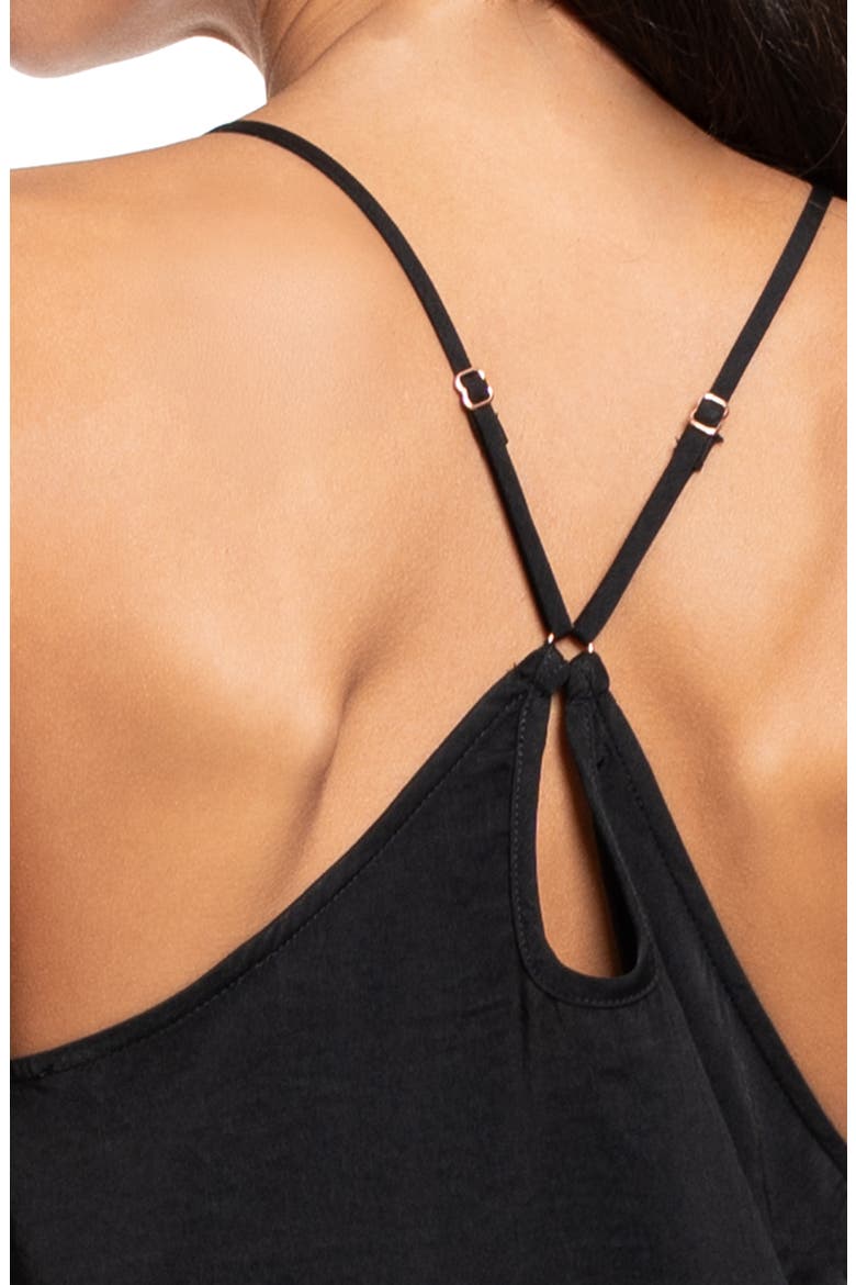 Hammered Satin Camisole & Tap Shorts Pajamas, Alternate, color, BLACK