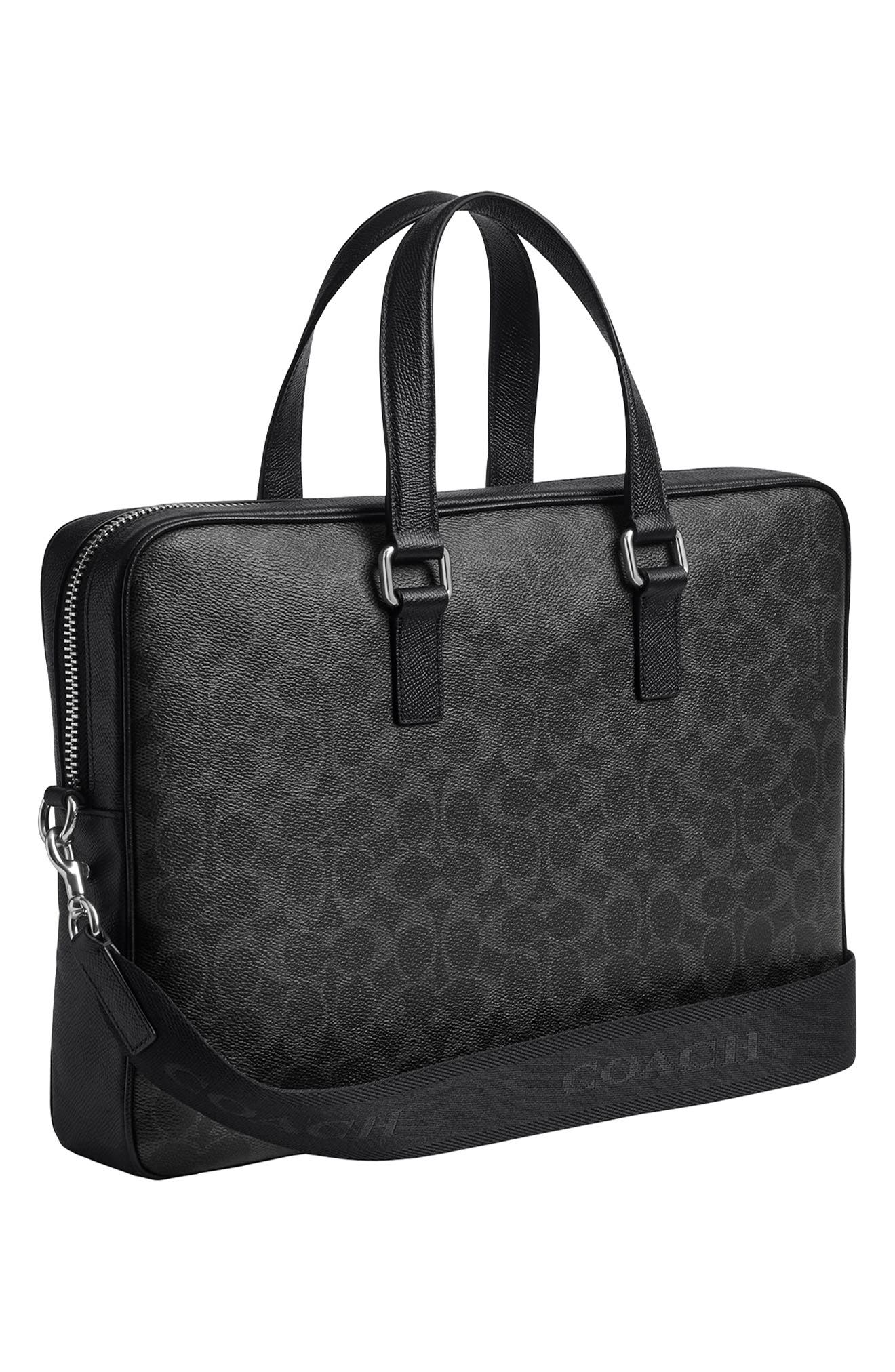 COACH Caden Logo Jacquard Briefcase, Alternate, color, Black Signature