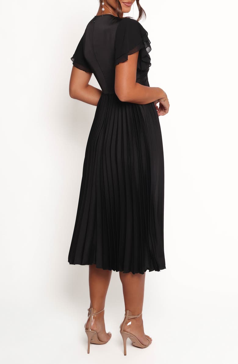 Petal & Pup Nova Flutter Sleeve Midi Dress, Alternate, color, Black