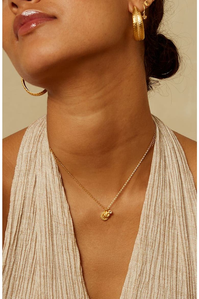 Enlightened Journey Mandala Lotus Charm Necklace, Alternate, color, Metallic Gold