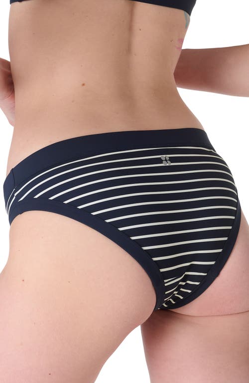 Shop Sweaty Betty Core Hipster Bikini Bottoms In Blue Coastal Stripe