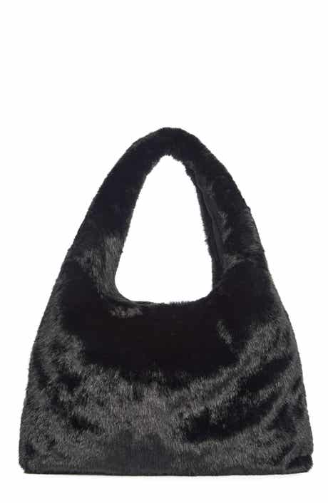 Triangle Faux Fur Hobo Bag