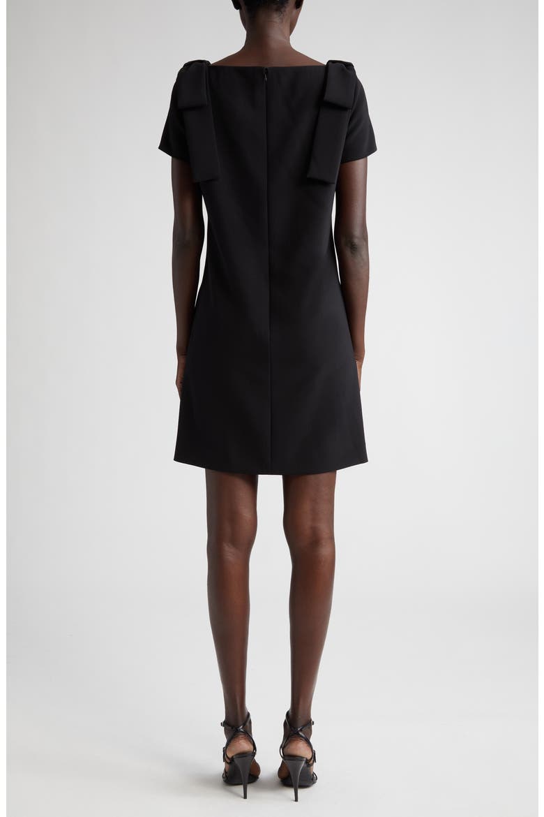 Bow Detail Bateau Neck Shift Dress, Alternate, color, BLACK