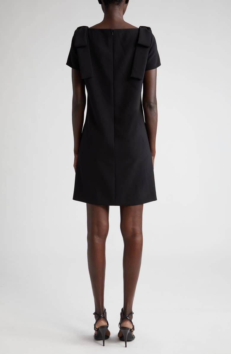 Carolina Herrera Bow Detail Bateau Neck Shift Dress, Alternate, color, Black