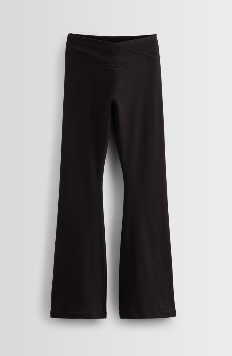 Zella Girl Kids' Live By Crossover High Waist Flare Leggings, Main, color, Black