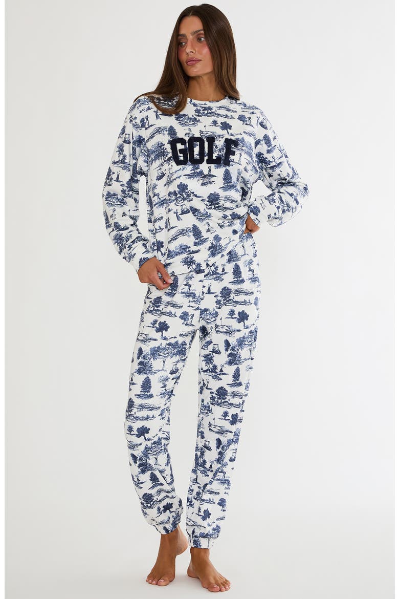 Georgie Print Sweatpants, Alternate, color, EVENING GOLF TOILE