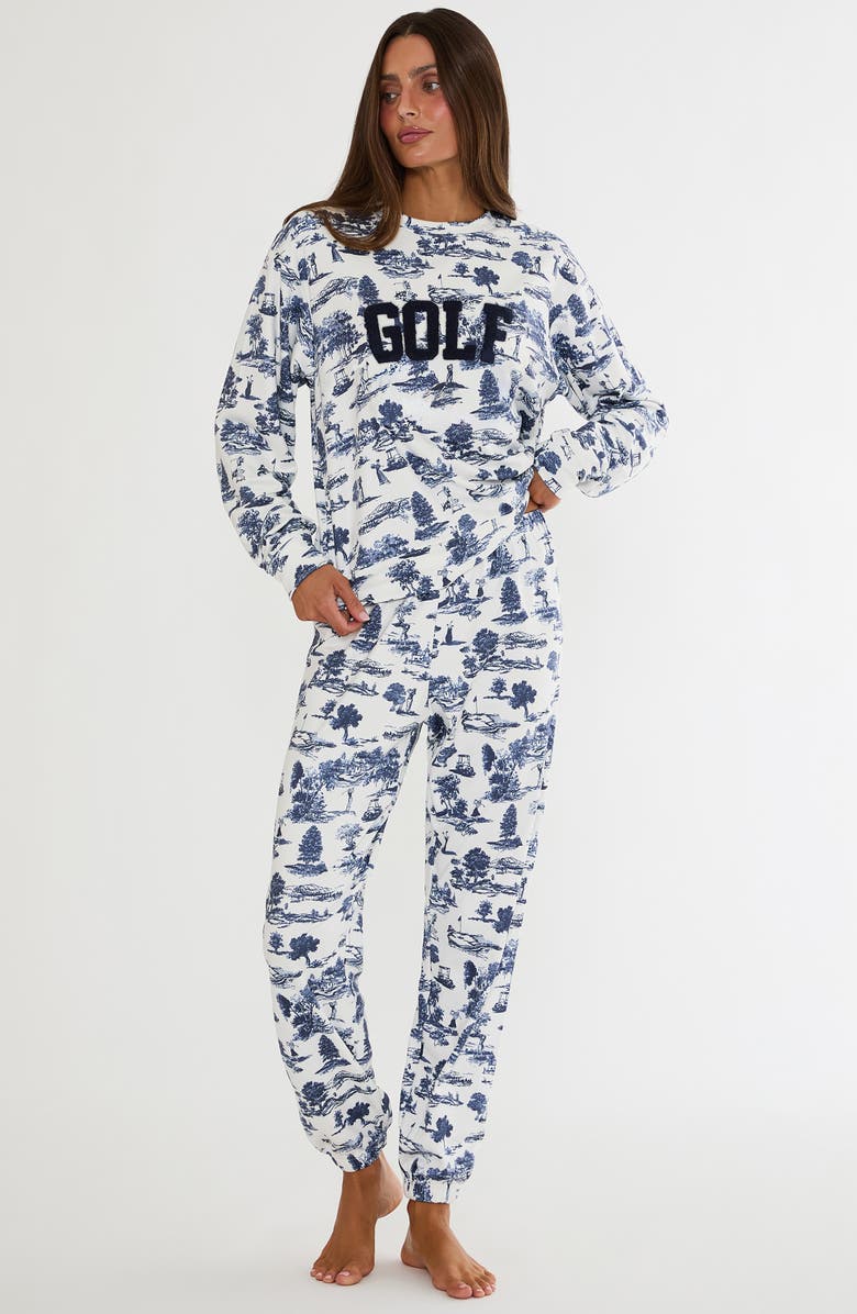 Beach Riot Georgie Print Sweatpants, Alternate, color, Evening Golf Toile
