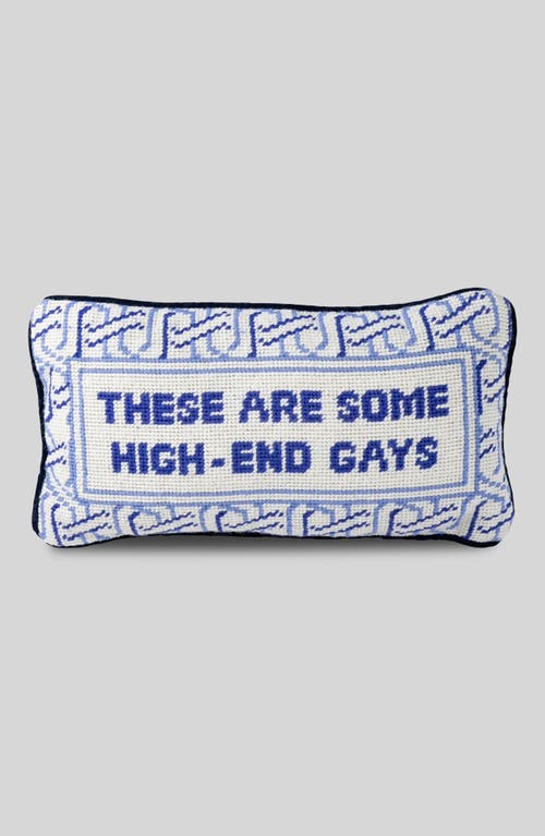 Furbish High-end Gays Needlepoint Pillow In Blue