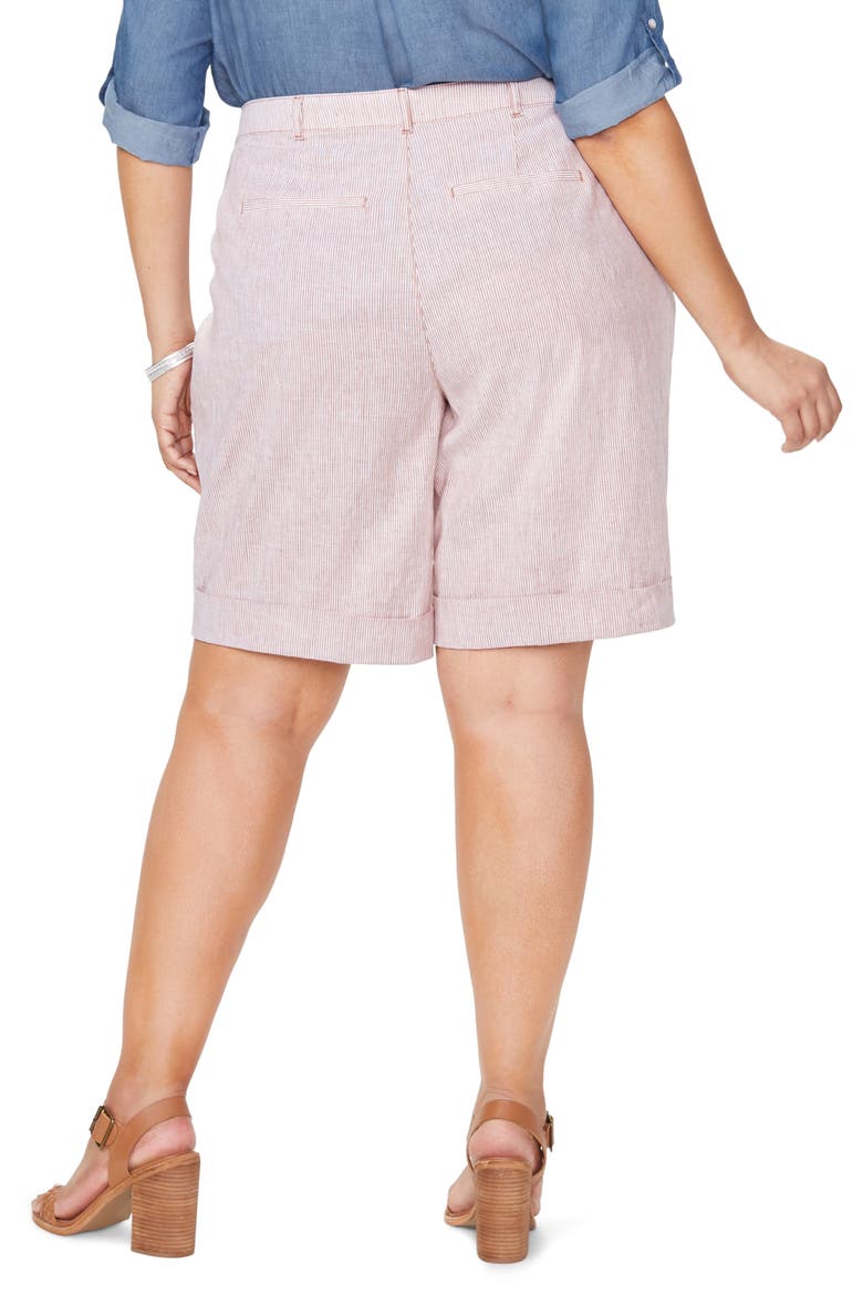 Linen & Cotton Bermuda Shorts, Alternate, color, SAND STRIPE