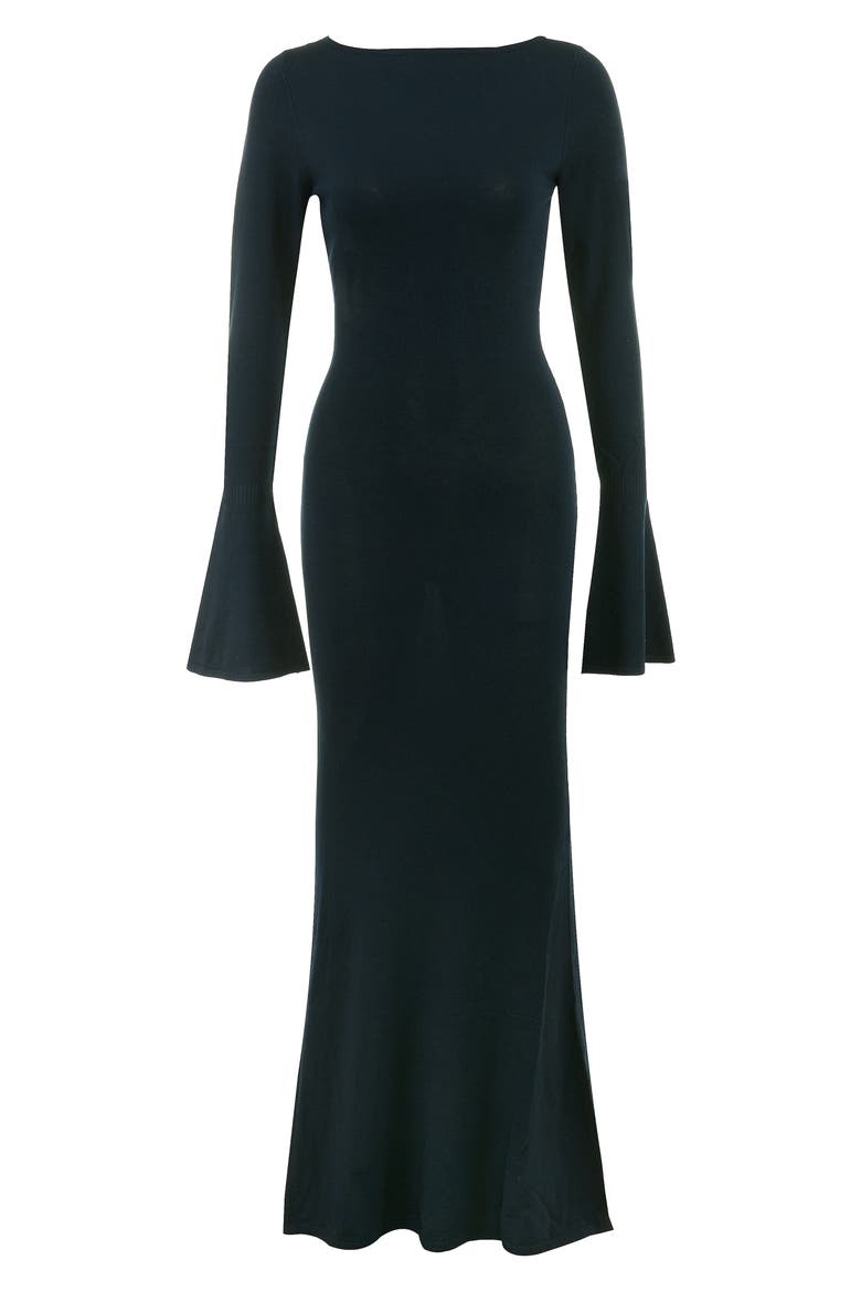Christiane Open Back Long Sleeve Knit Gown, Alternate, color, PARISIAN NIGHT