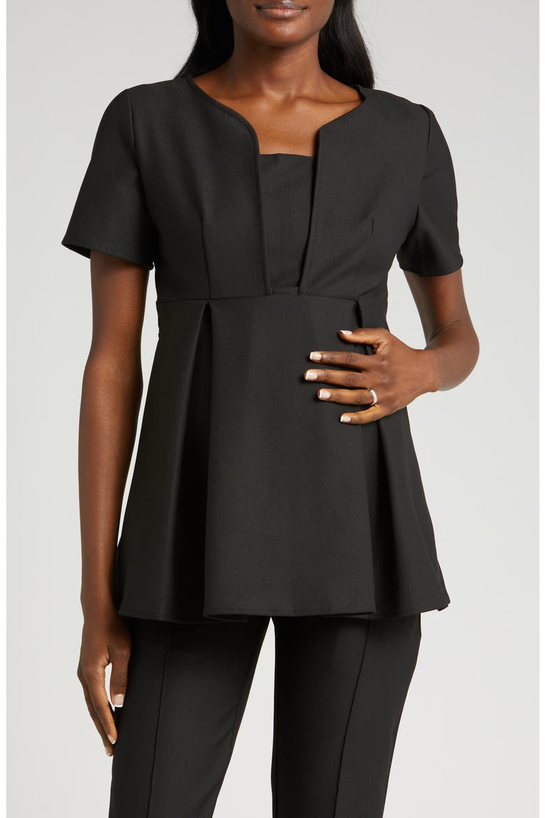 Short Sleeve Short Maternity Top, Main, color, BLACK