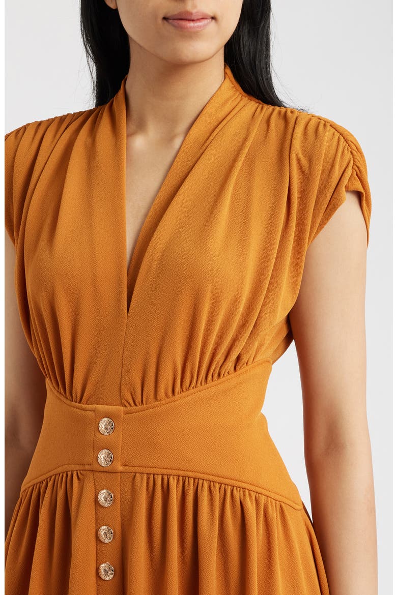 V-Neck Midi Dress, Alternate, color, BRONZE