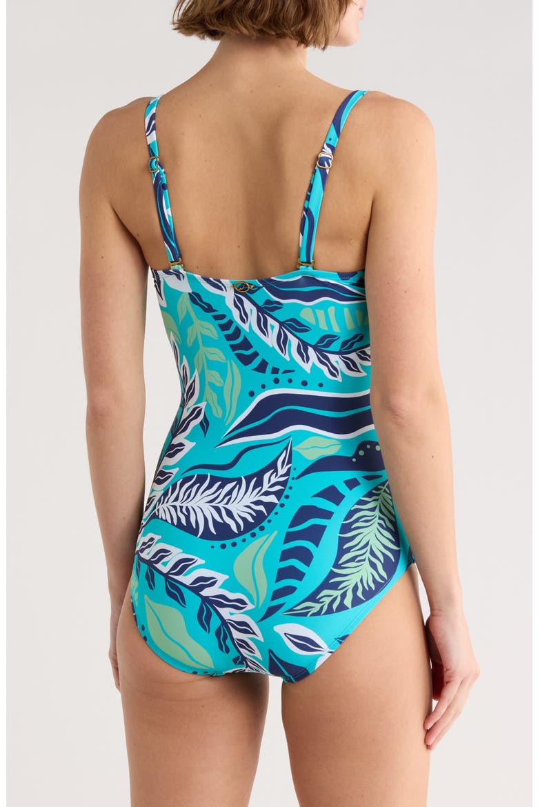 Flora Bandeau One-Piece Swimsuit, Alternate, color, CALYPSO BLUE
