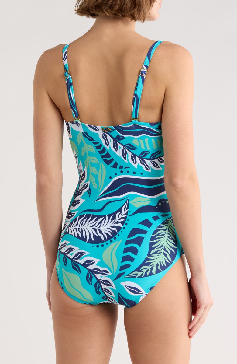 JANTZEN Flora Bandeau One-Piece Swimsuit, Alternate, color, Calypso Blue