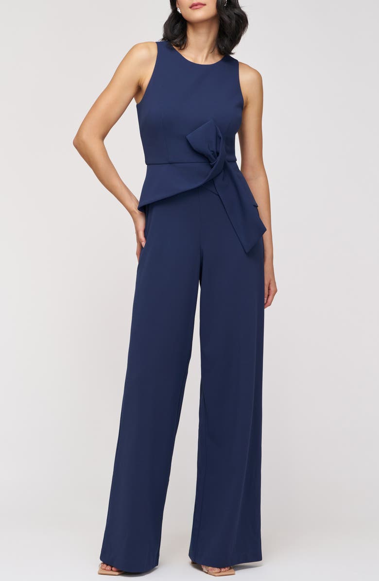 JS Collections Calista Sleeveless Peplum Jumpsuit, Main, color, Deep Navy