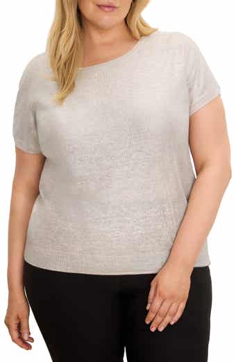 Glazed Feather Knit Short Sleeve Sweater