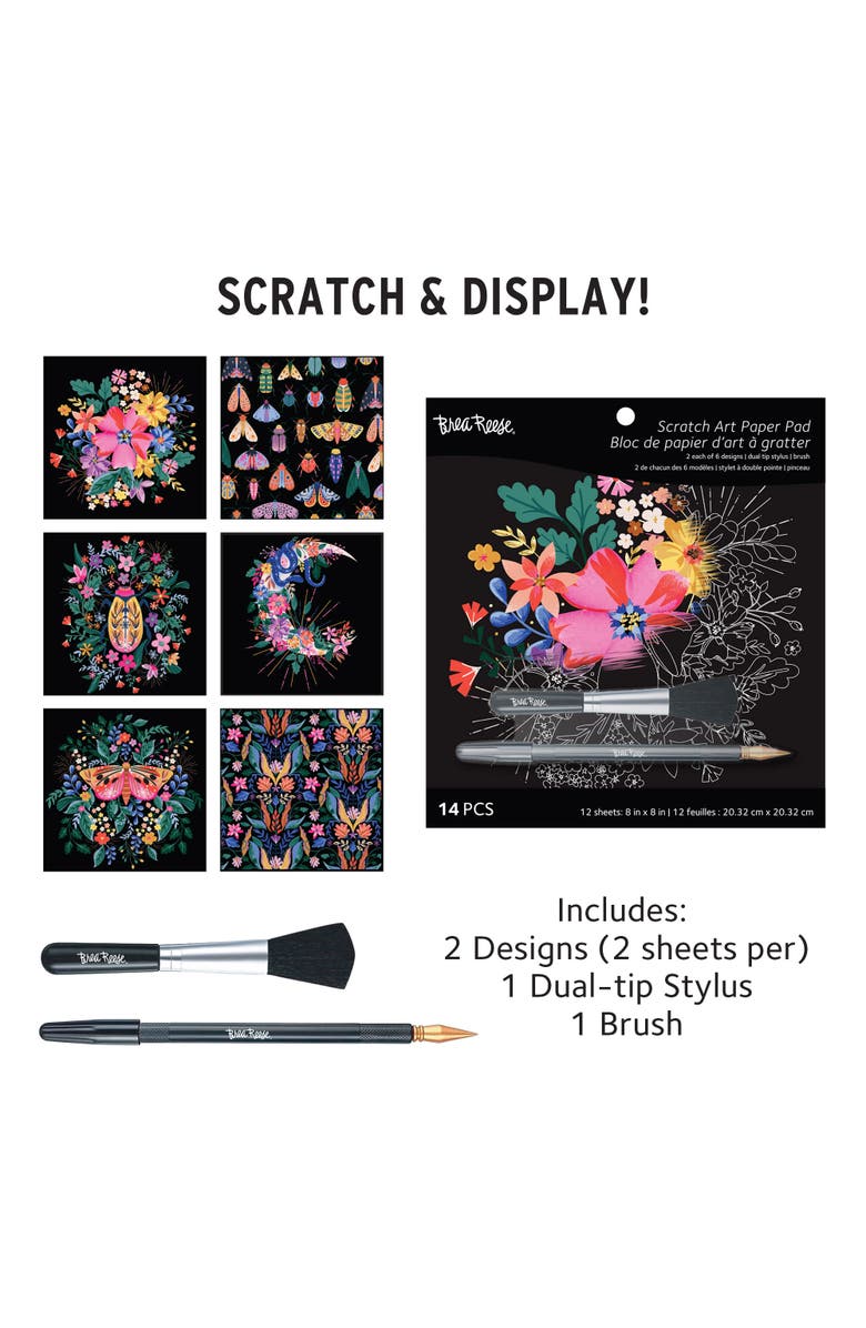 Brea Reese Mystical Scratch Art Paper Pad 12 Designs, Alternate, color, Multicolored