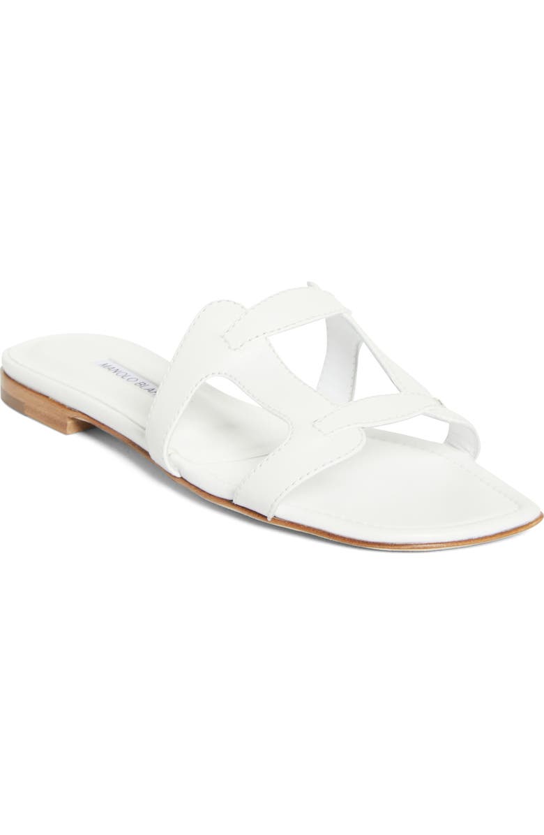 Manolo Blahnik Grellanu Slide Sandal, Main, color, White