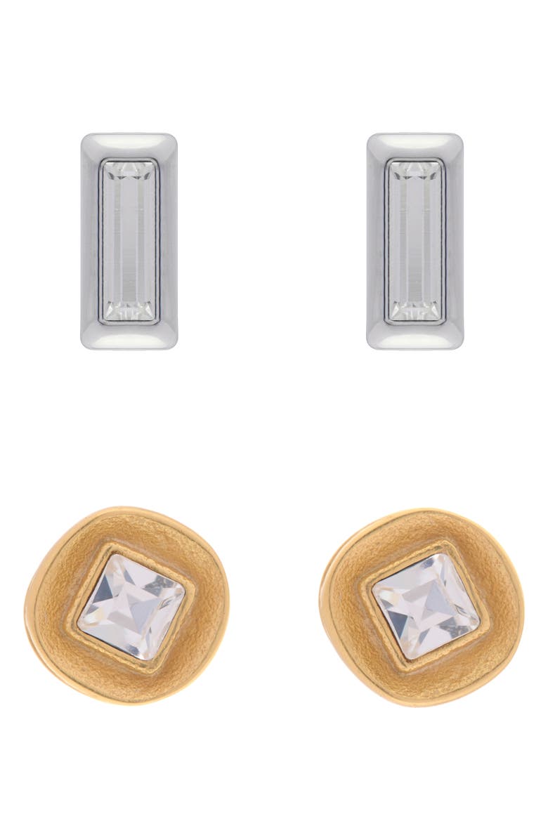 Reiss Mimi Micro Set of 2 Stud Earrings, Main, color, Silver Tn/ Gold Tn/ Crystal