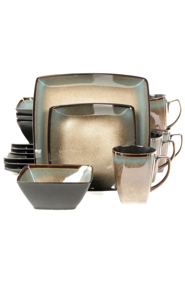 Gibson Elite Tequesta 16-Piece Square Dinnerware Set, Taupe, Alternate, color, Beige