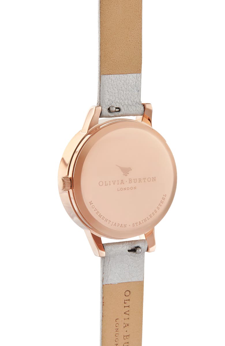 Olivia Burton Wishing Waves Shimmer Leather Strap Watch, 30mm, Alternate, color,