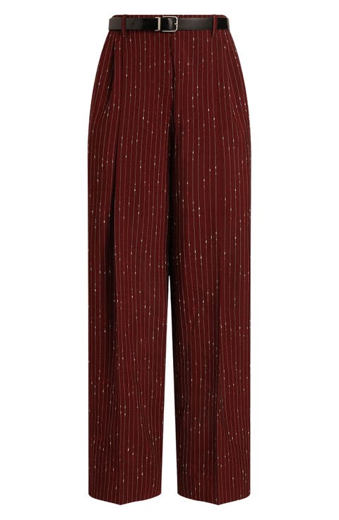 High Waist Wide Leg Tailored Striped Pants