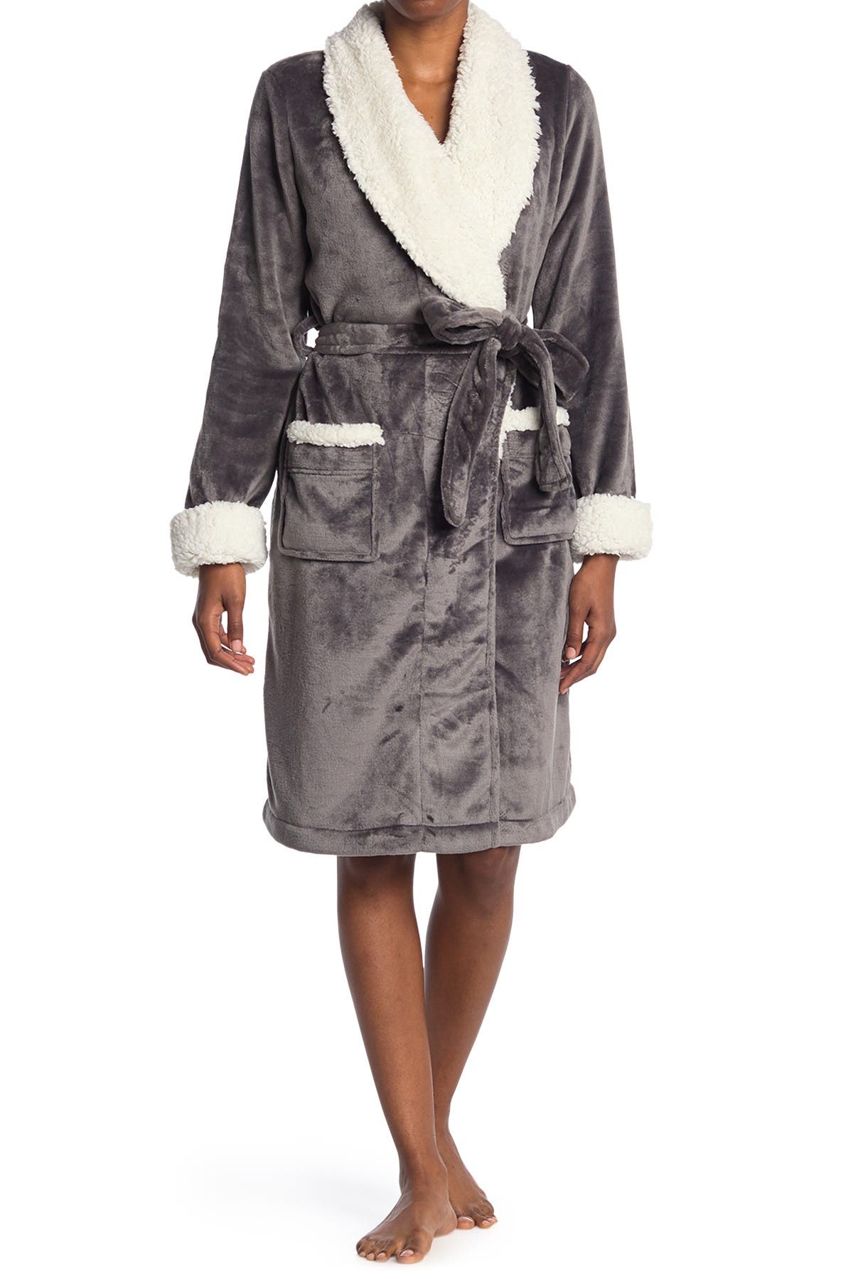 NORDSTROM RACK Faux Fur Lined Mid Length Robe (Women) | Nordstromrack