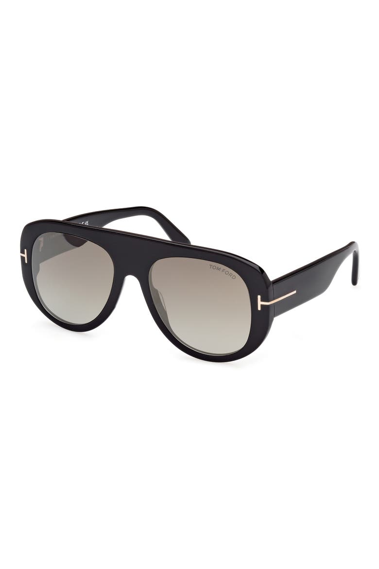 55mm Pilot Sunglasses, Alternate, color, SHINY BLACK / BROWN MIRROR