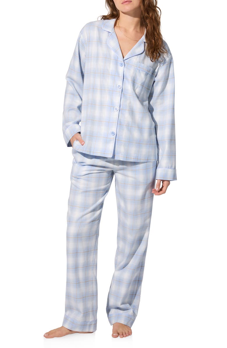 BedHead Pajamas Print Long Sleeve Cotton Jersey Pajamas, Main, color, Mountain Plaid