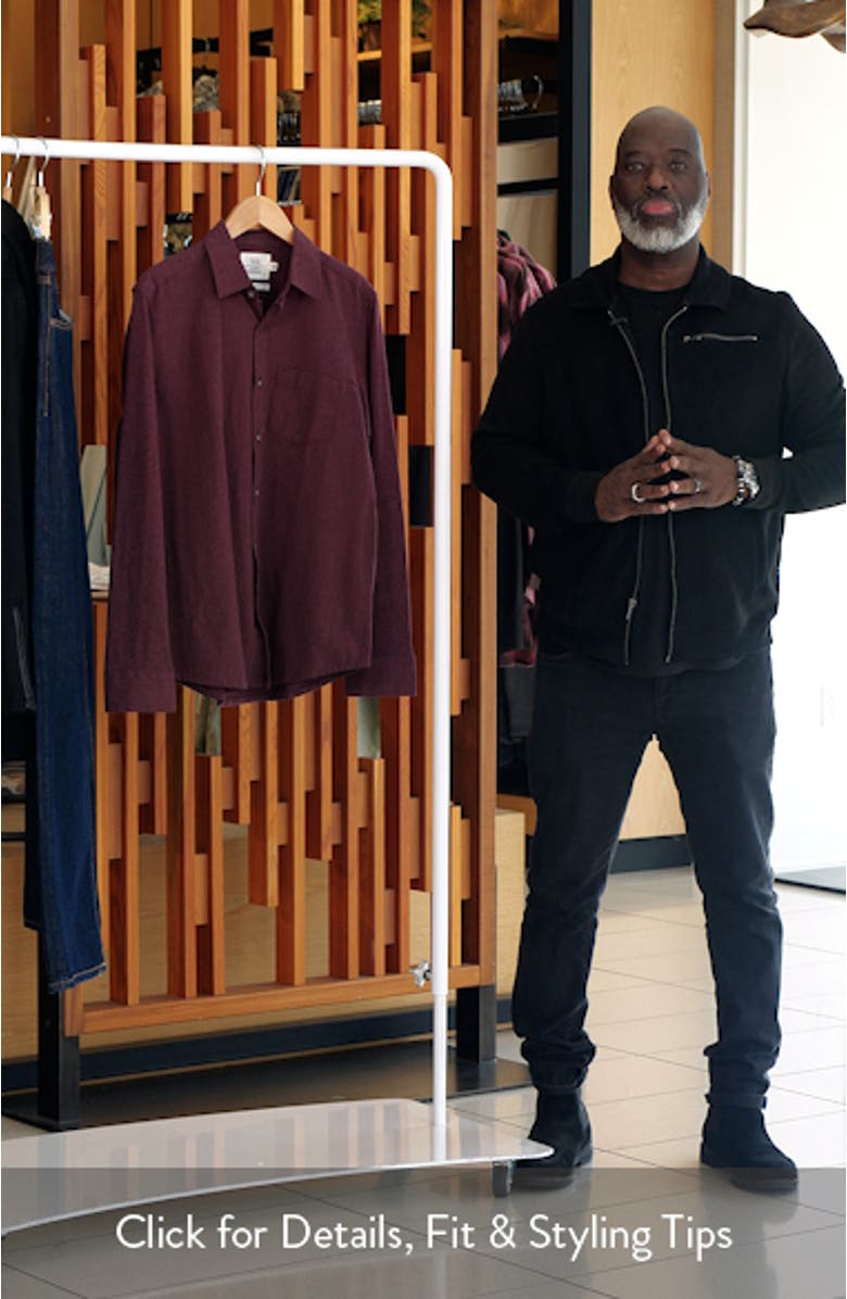 Reworked Slim Fit Heathered Burgundy Cotton Button-Up Shirt, sales video thumbnail