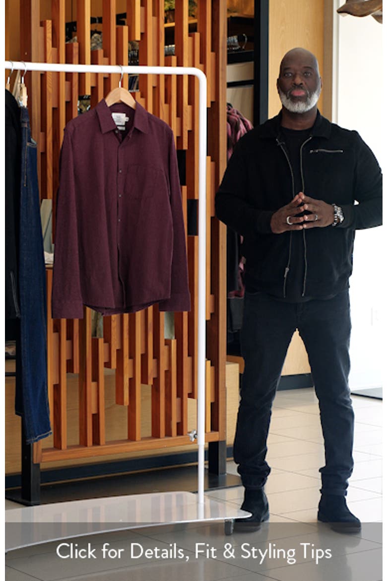 Reworked Slim Fit Heathered Burgundy Cotton Button-Up Shirt video