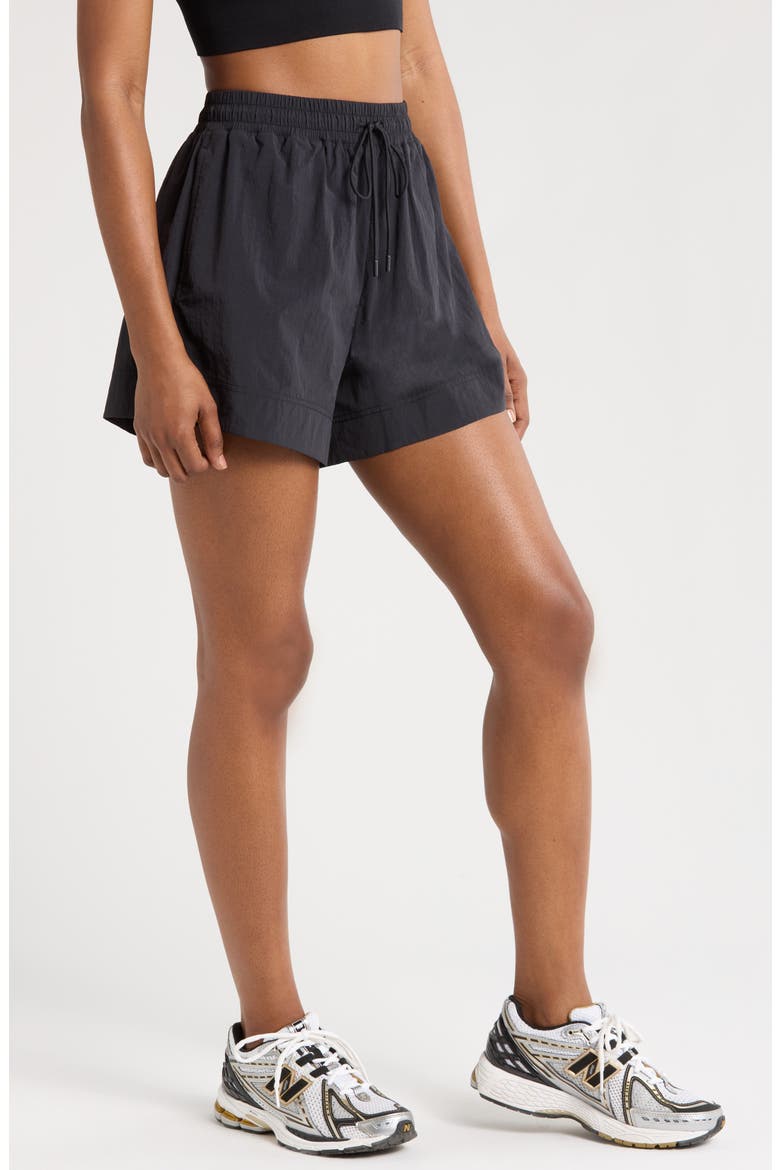 Road Trip Crinkle Nylon Shorts, Alternate, color, BLACK