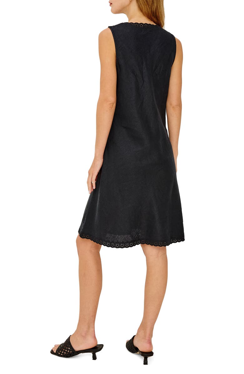 Rails Bex Embroidered Detail Linen Dress, Alternate, color, Black Linen