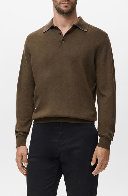 Mango Wool Sweater Polo In Brown