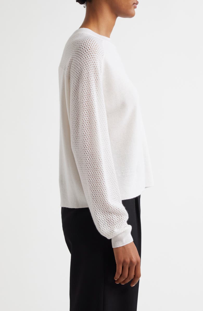 MARGARET O'LEARY Lotta Pointelle Accent Cashmere & Linen Crewneck Sweater, Alternate, color, 