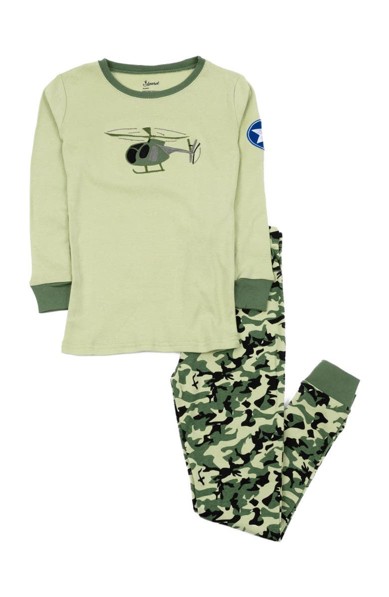 Leveret Kids Two-Piece Cotton Printed Matching Family Pajamas, Playful Graphics, Alternate, color, Army Helicopter