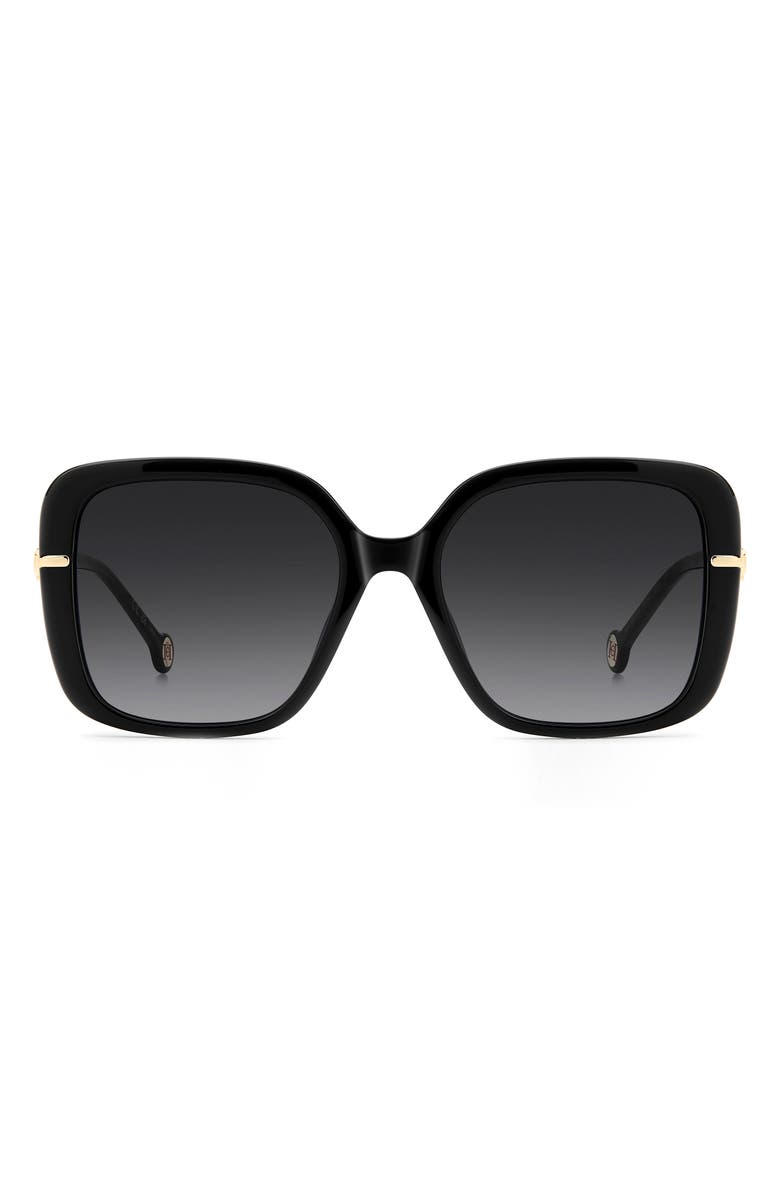 Carolina Herrera Her 55mm Gradient Square Sunglasses, Main, color, Black/ Dark Grey Sf