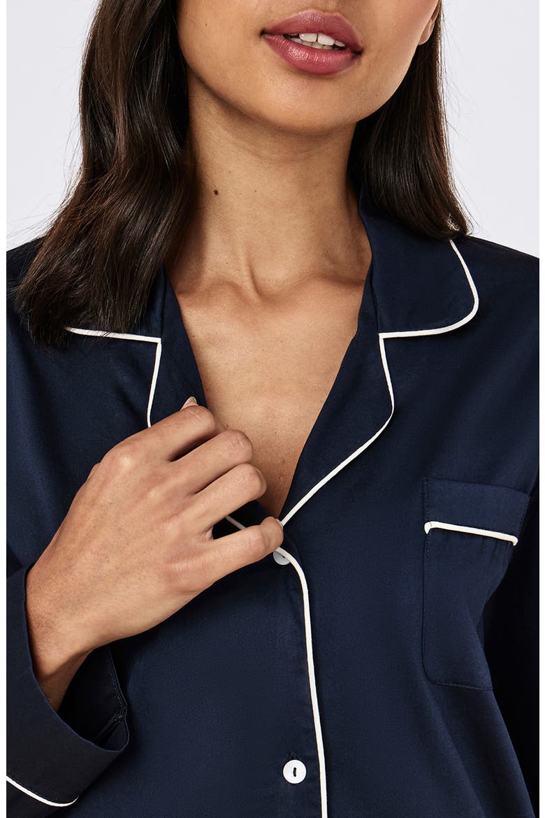 Zoe Cotton Sateen Pajamas, Alternate, color, DEEP NAVY