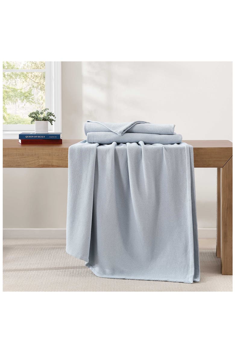 SOLID COTTON PIQUE BLANKET, Alternate, color, BLUE