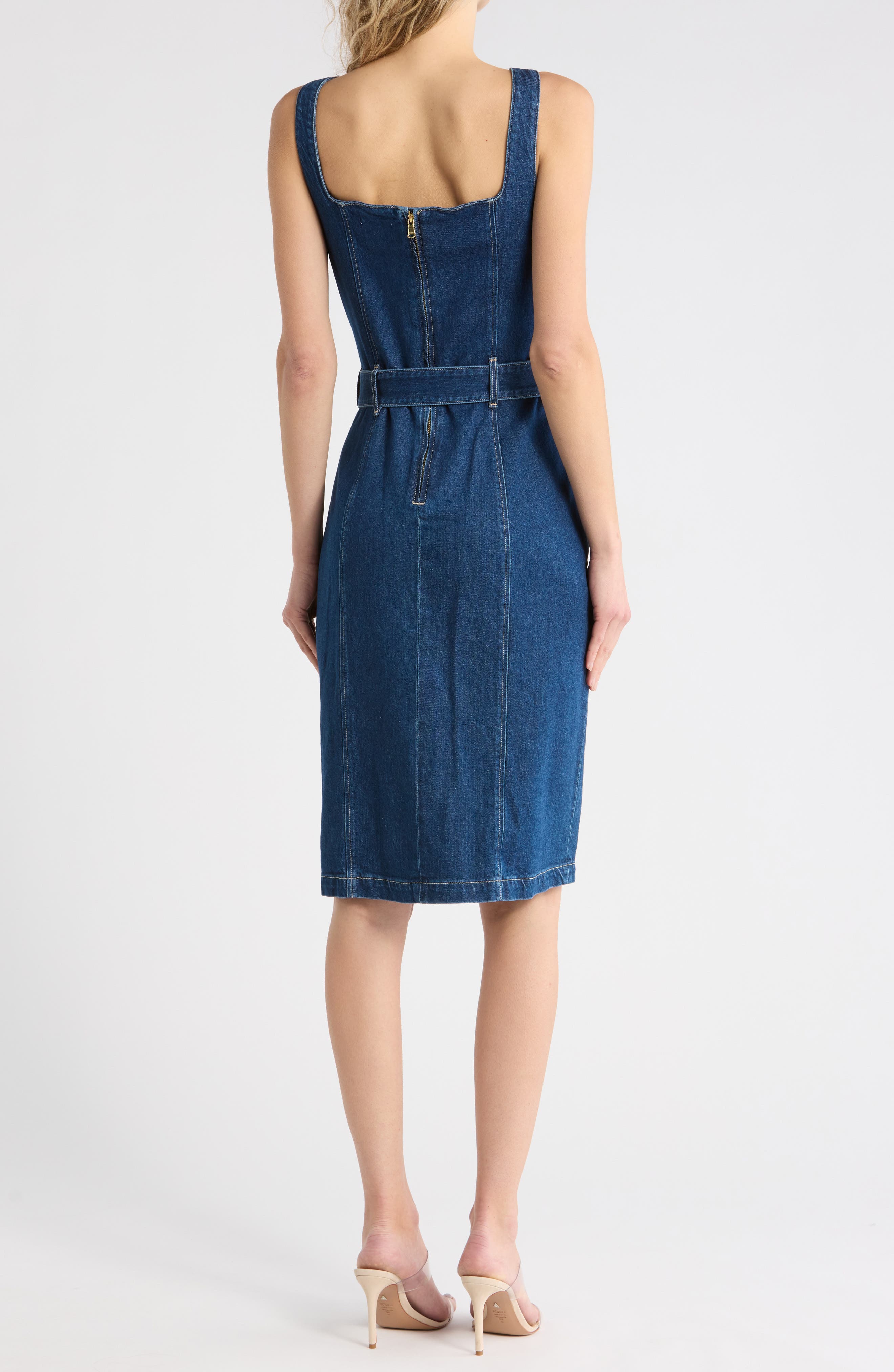 Belted Denim Body-Con Dress - image 2