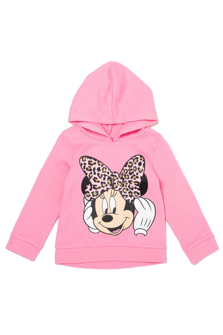 Minnie Mouse Fleece Hooded Sweatshirt, Main, color, Pink Minnie Mouse