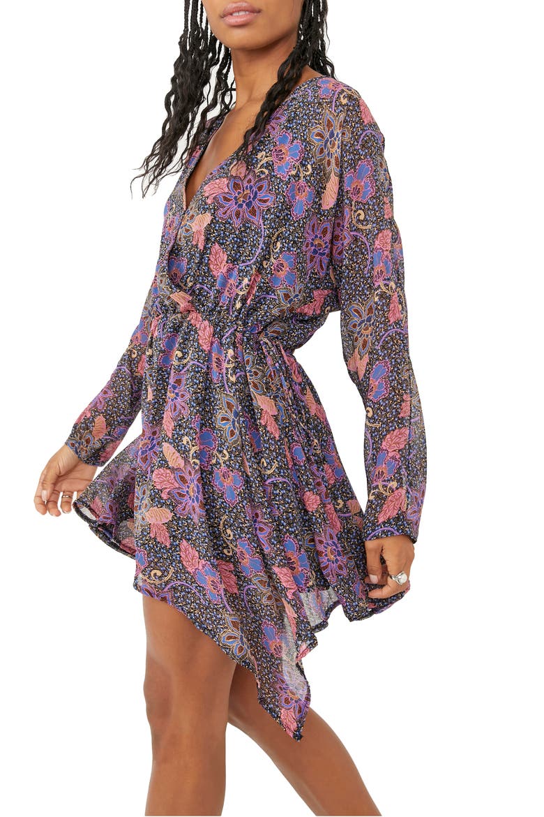 Teegan Floral Long Sleeve Minidress, Alternate, color, TWILIGHT COMBO