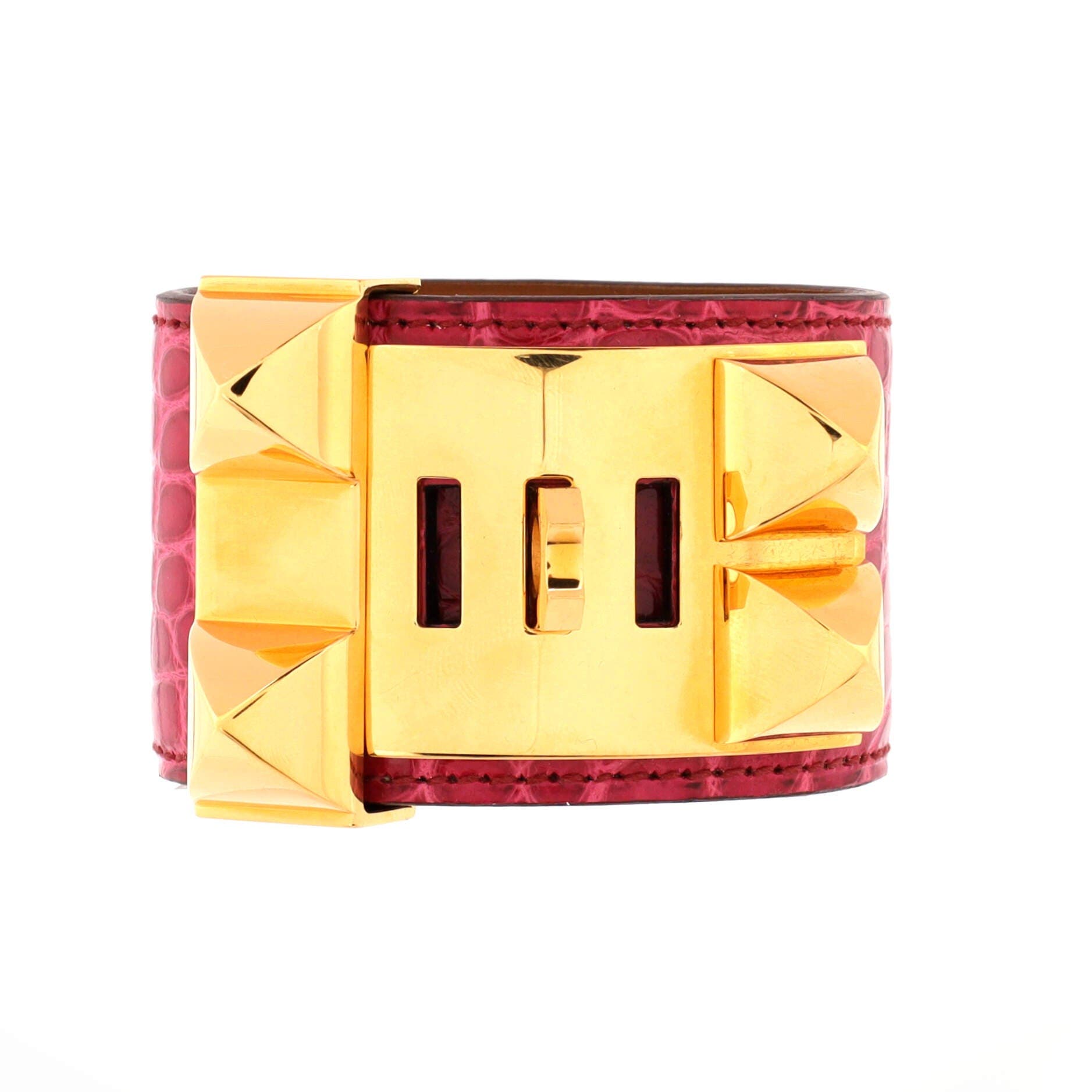 Pre-Owned Hermes Collier de Chien Bracelet Alligator, Alternate, color, Pink