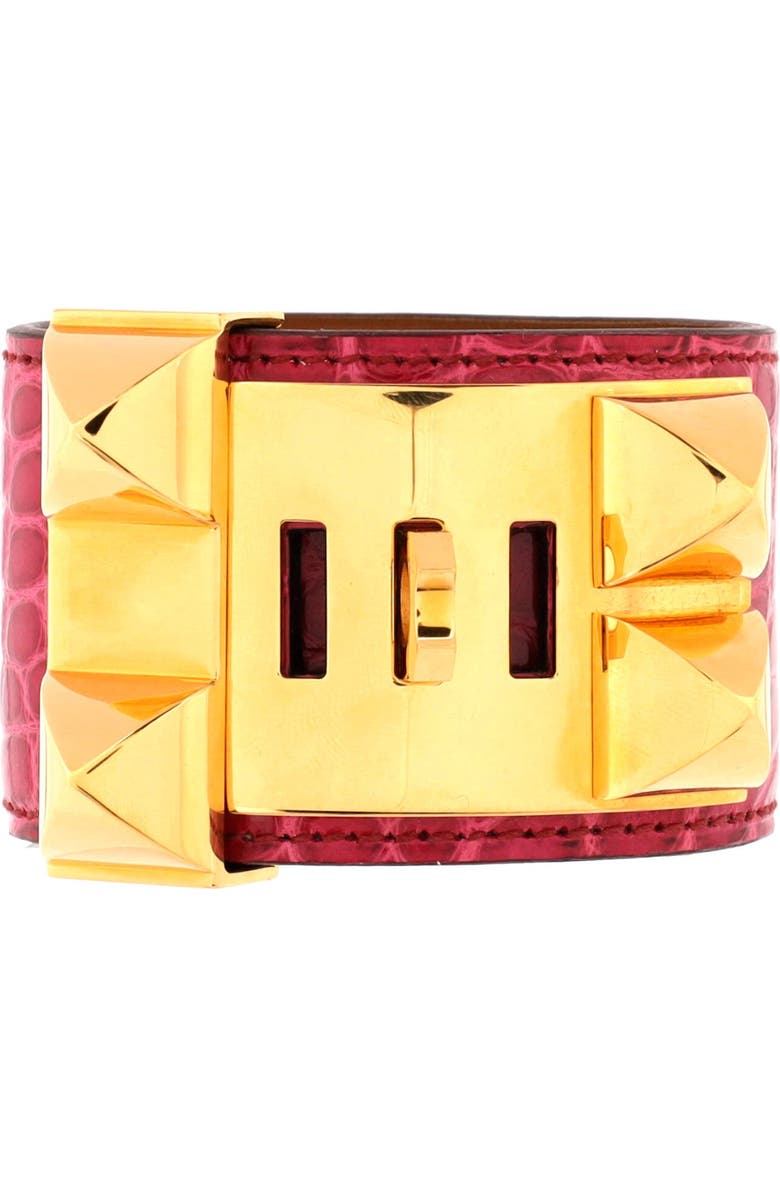 Pre-Owned Hermes Collier de Chien Bracelet Alligator, Alternate, color, Pink