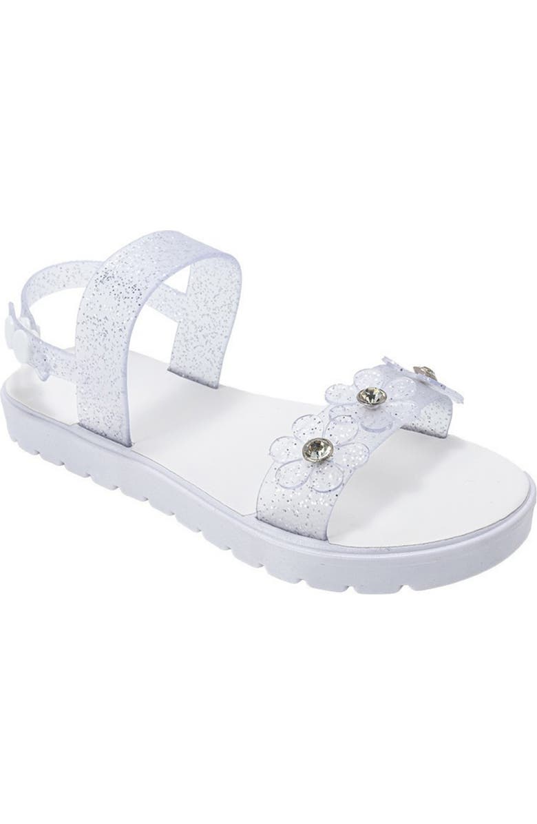 bebe Mimi 3D Flower Sandal, Main, color, Clear