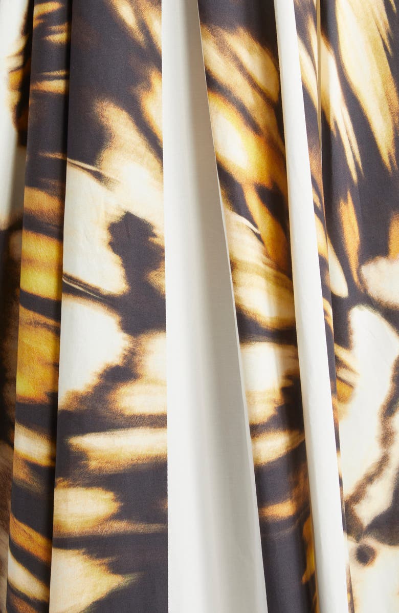 Oscar de la Renta Butterfly Print Pleated Strapless Stretch Poplin Fit & Flare Dress, Alternate, color, Black Multi