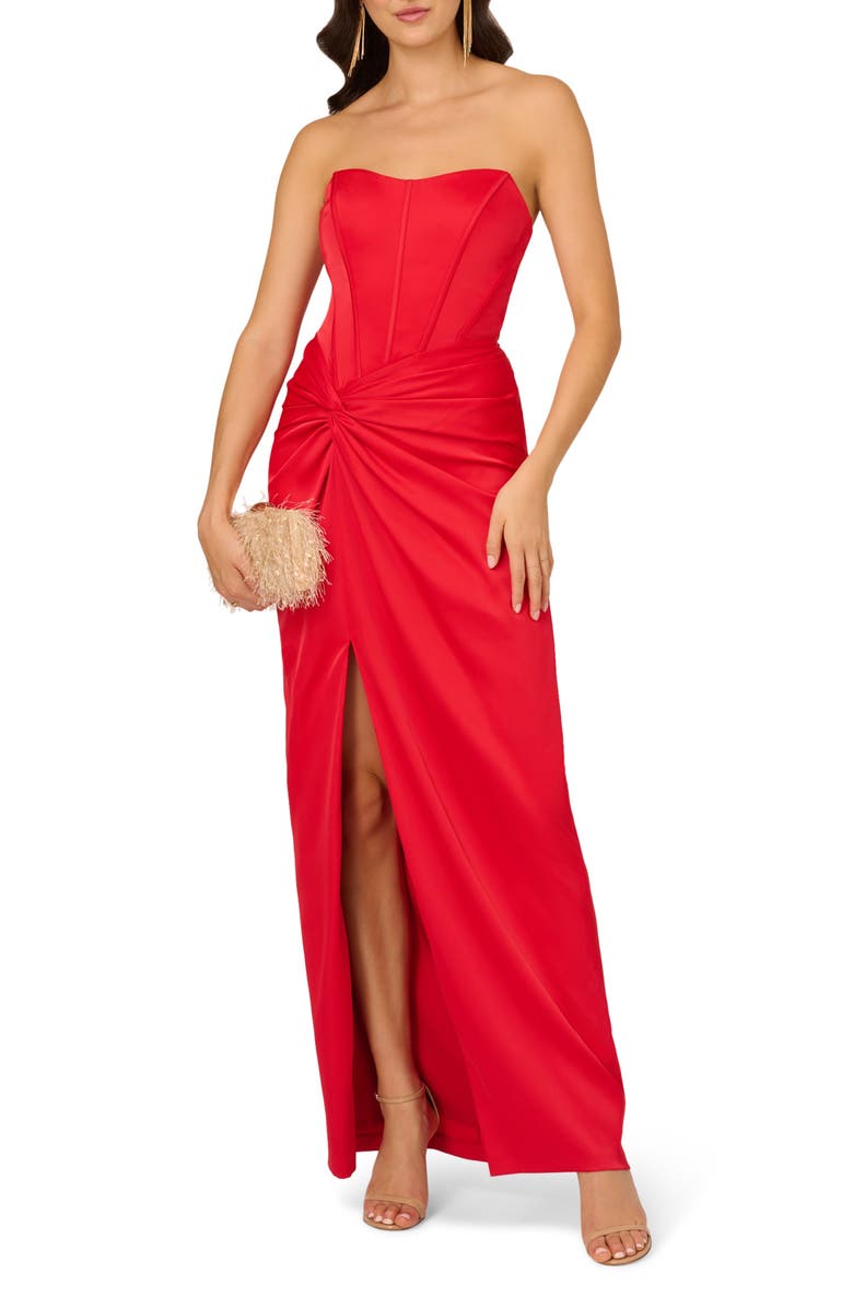 LIV FOSTER Strapless Stretch Satin Gown, Alternate, color,