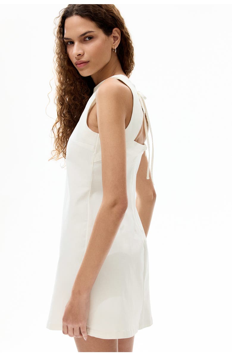 H&M Open-back twill dress, Alternate, color, Cream