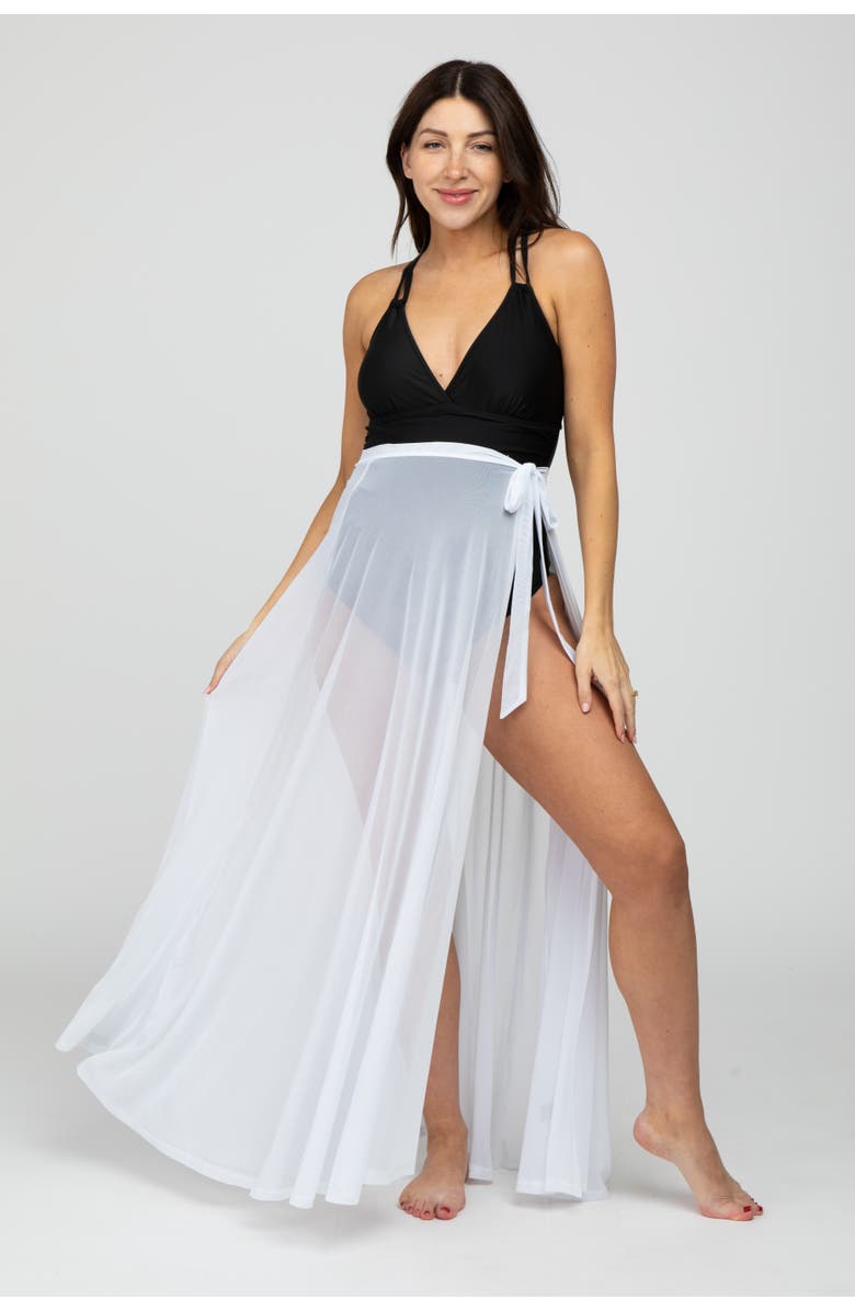 PinkBlush Mesh Wrap Cover Up, Alternate, color, White